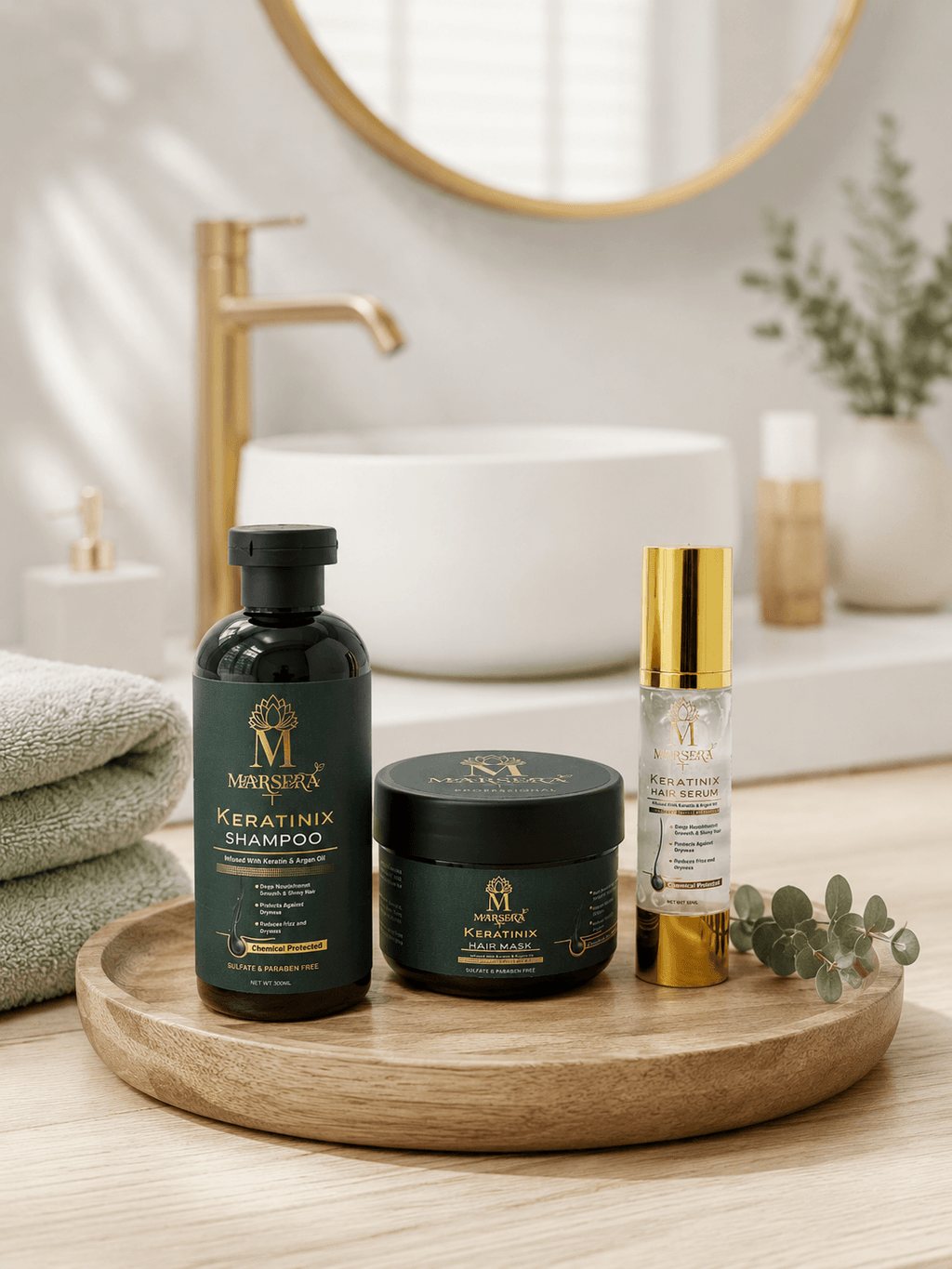 Marsera KeratiniX Professional Hair Care Bundle – Shampoo, Mask & Serum